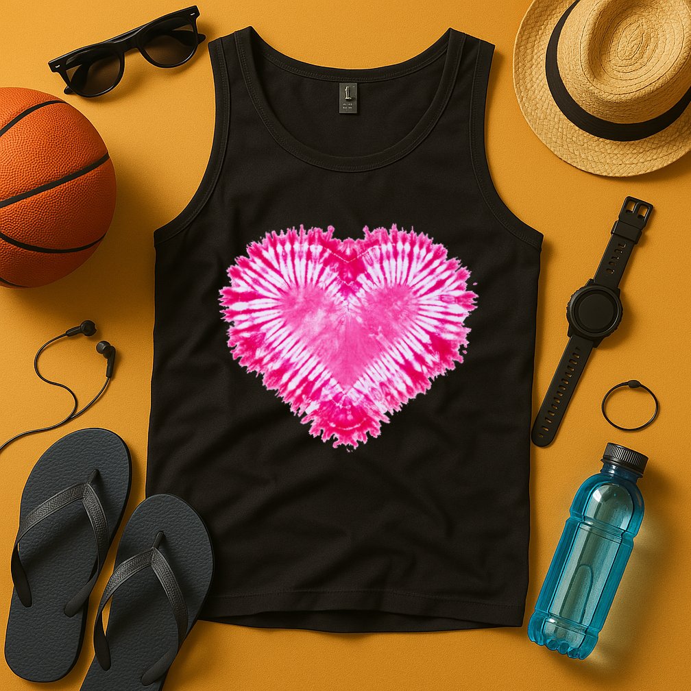 Pink Heart Tie Dye Valentines Day Tank Top