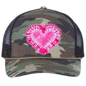 Pink Heart Tie Dye Valentines Day Retro Rope Trucker Hat Cap