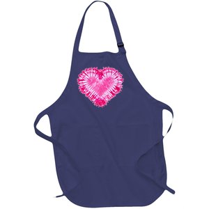 Pink Heart Tie Dye Valentines Day Full-Length Apron With Pockets