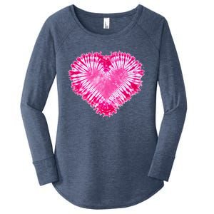 Pink Heart Tie Dye Valentines Day Women's Perfect Tri Tunic Long Sleeve Shirt