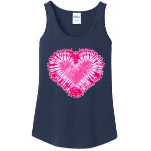 Pink Heart Tie Dye Valentines Day Ladies Essential Tank