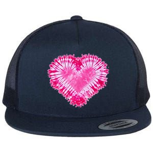 Pink Heart Tie Dye Valentines Day Flat Bill Trucker Hat