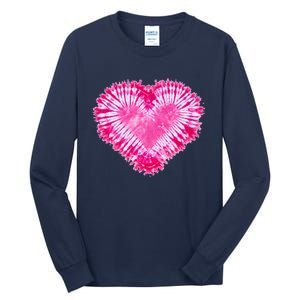 Pink Heart Tie Dye Valentines Day Tall Long Sleeve T-Shirt