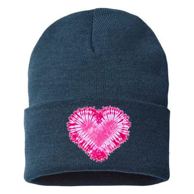 Pink Heart Tie Dye Valentines Day Sustainable Knit Beanie