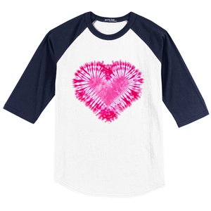 Pink Heart Tie Dye Valentines Day Baseball Sleeve Shirt