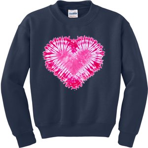 Pink Heart Tie Dye Valentines Day Kids Sweatshirt