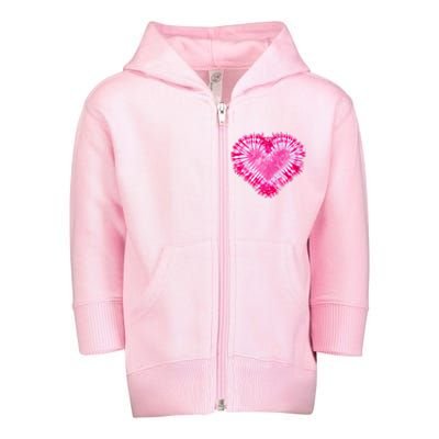 Pink Heart Tie Dye Valentines Day Toddler Zip Fleece Hoodie