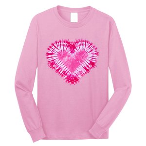 Pink Heart Tie Dye Valentines Day Long Sleeve Shirt