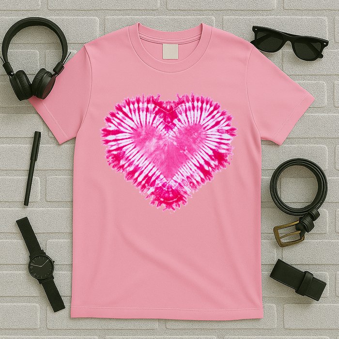 Pink Heart Tie Dye Valentines Day T-Shirt