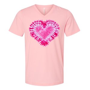 Pink Heart Tie Dye Valentines Day V-Neck T-Shirt