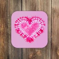 Pink Heart Tie Dye Valentines Day Coaster