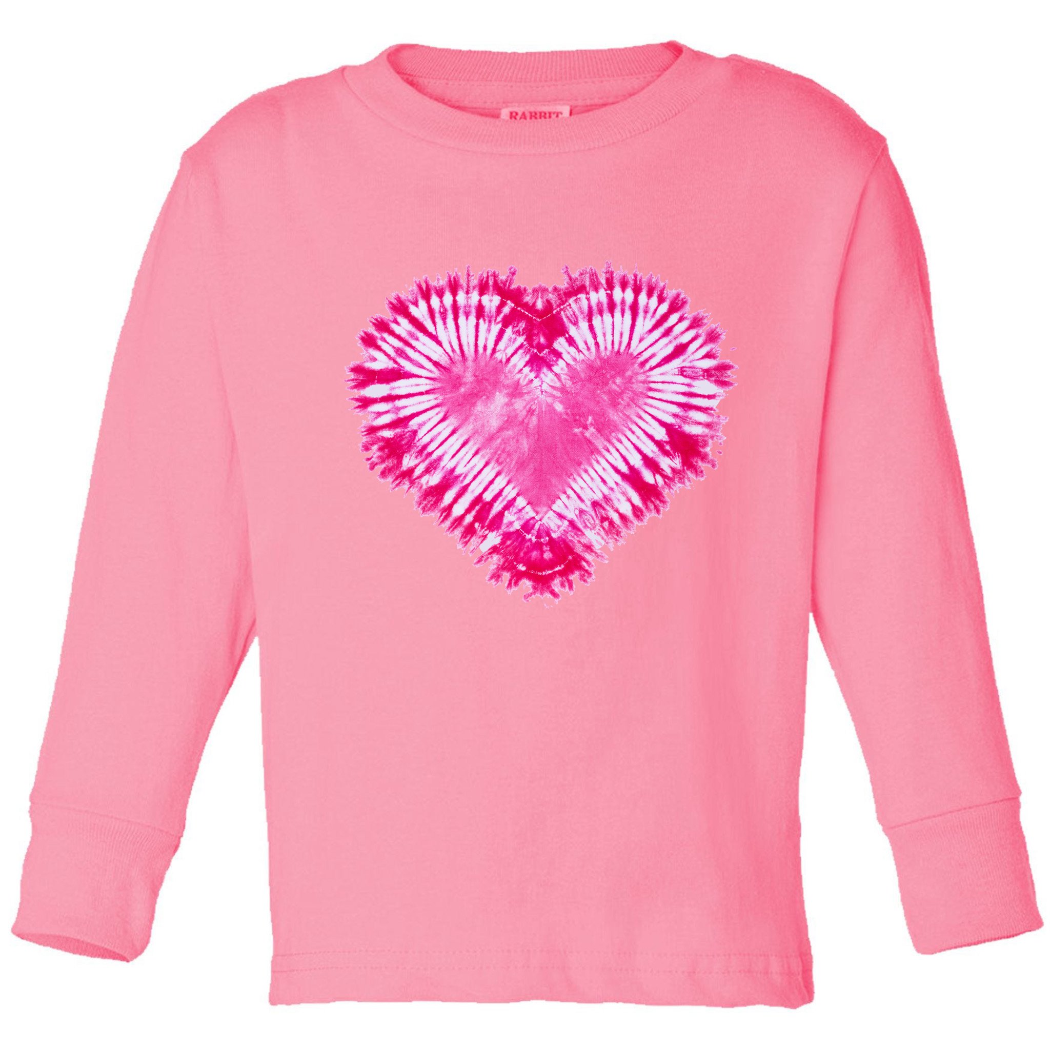 Pink Heart Tie Dye Valentines Day Toddler Long Sleeve Shirt