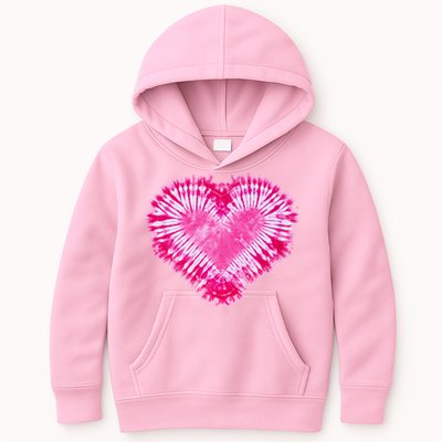 Pink Heart Tie Dye Valentines Day Kids Hoodie