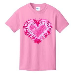 Pink Heart Tie Dye Valentines Day Kids T-Shirt