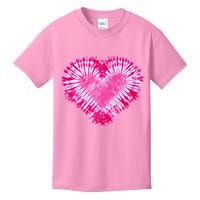Pink Heart Tie Dye Valentines Day Kids T-Shirt