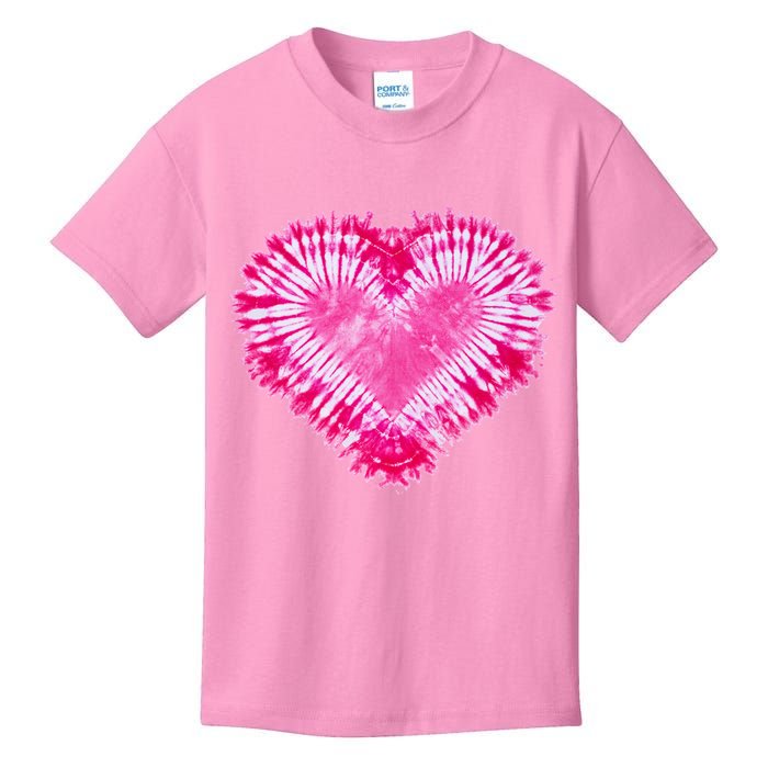 Pink Heart Tie Dye Valentines Day Kids T-Shirt