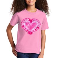 Pink Heart Tie Dye Valentines Day Kids T-Shirt