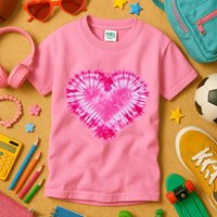 Pink Heart Tie Dye Valentines Day Kids T-Shirt
