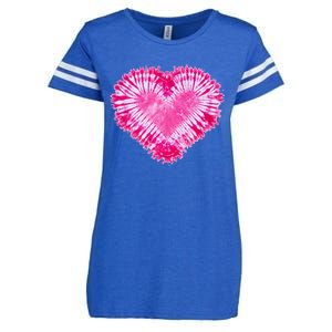 Pink Heart Tie Dye Valentines Day Enza Ladies Jersey Football T-Shirt