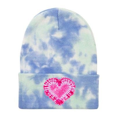 Pink Heart Tie Dye Valentines Day Tie Dye 12in Knit Beanie