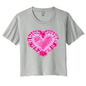 Pink Heart Tie Dye Valentines Day Women's Crop Top Tee