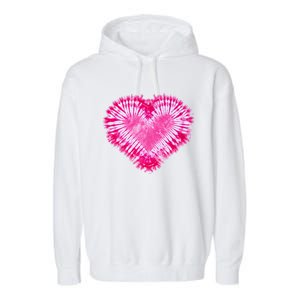 Pink Heart Tie Dye Valentines Day Garment-Dyed Fleece Hoodie