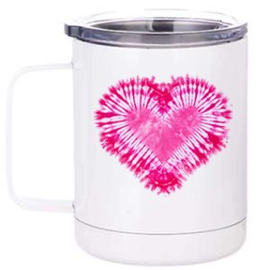 Pink Heart Tie Dye Valentines Day 12 oz Stainless Steel Tumbler Cup