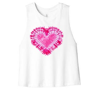 Pink Heart Tie Dye Valentines Day Women's Racerback Cropped Tank