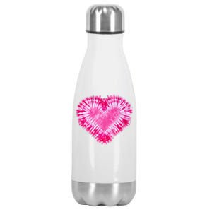 Pink Heart Tie Dye Valentines Day Stainless Steel Insulated Water Bottle