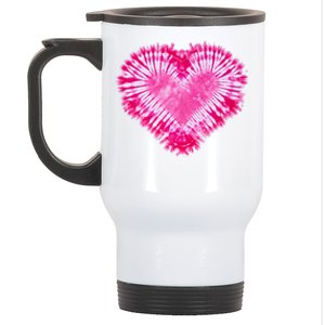 Pink Heart Tie Dye Valentines Day Stainless Steel Travel Mug