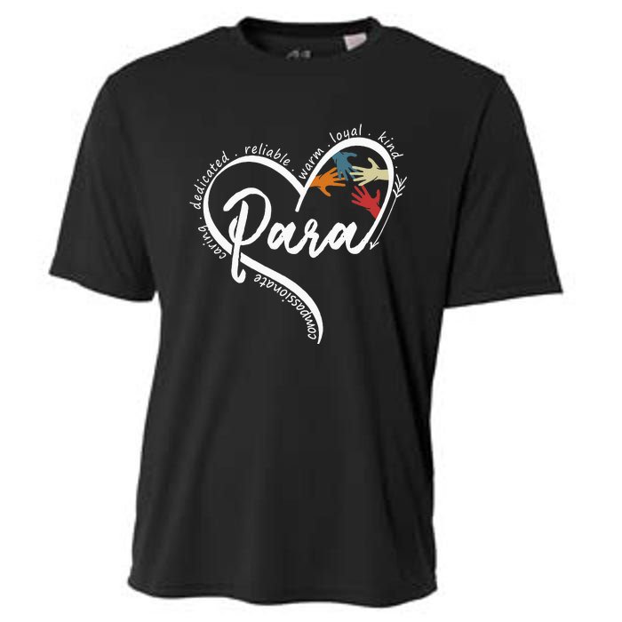 Para Heart Teacher Paraprofessional Paraeducator Cooling Performance Crew T-Shirt