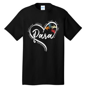 Para Heart Teacher Paraprofessional Paraeducator Tall T-Shirt