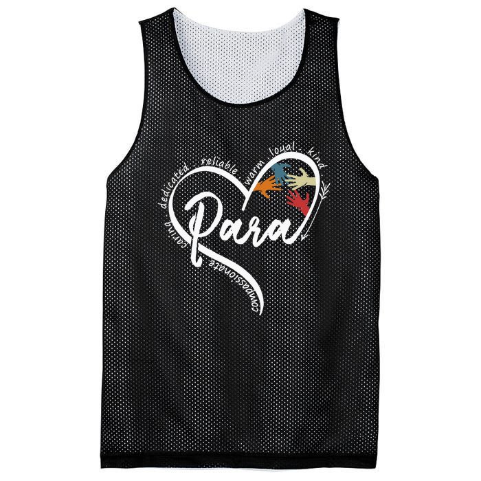 Para Heart Teacher Paraprofessional Paraeducator Mesh Reversible Basketball Jersey Tank