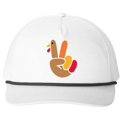 Peace Hand Turkey Design For Ugly Thanksgiving Funny Idea Funny Snapback Five-Panel Rope Hat