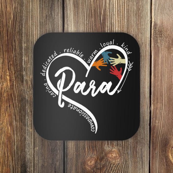 Para Heart Teacher Paraprofessional Paraeducator Coaster