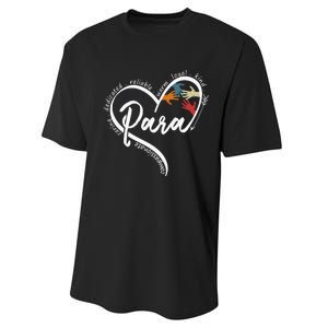 Para Heart Teacher Paraprofessional Paraeducator Performance Sprint T-Shirt