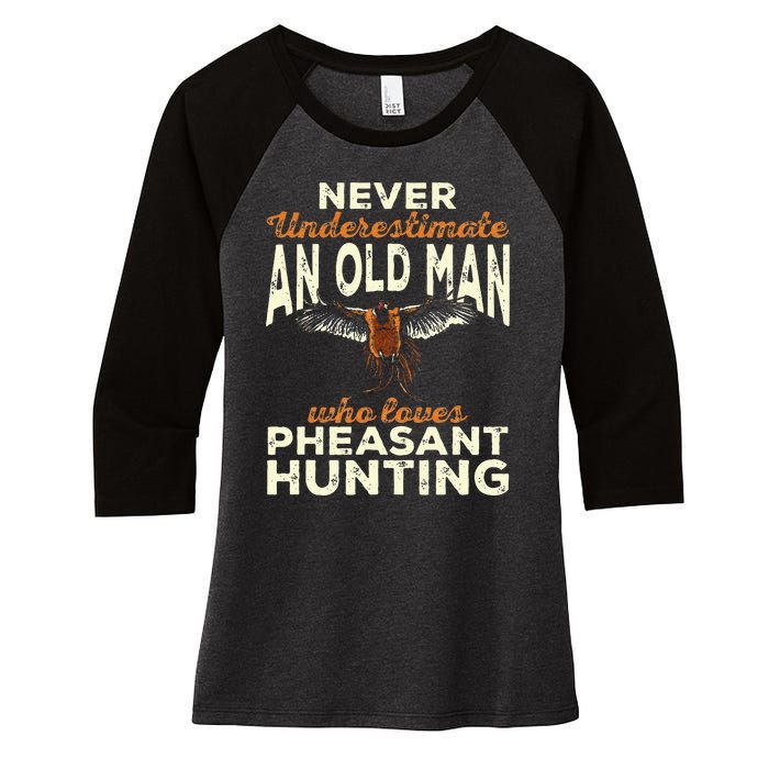 Pheasant Hunting Upland Bird Hunting Women's Tri-Blend 3/4-Sleeve Raglan Shirt