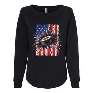 Patriotic Hockey Usa Flag Sports Ice Hockey Meaningful Gift Womens California Wash Sweatshirt