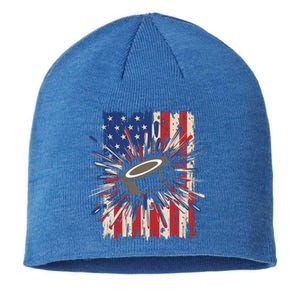 Patriotic Hockey Usa Flag Sports Ice Hockey Meaningful Gift Sustainable Beanie