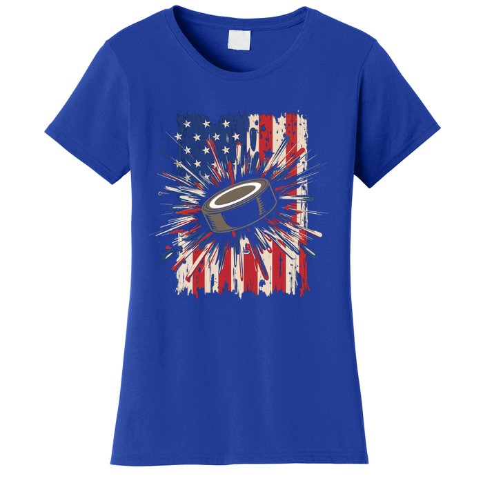 Patriotic Hockey Usa Flag Sports Ice Hockey Meaningful Gift Women's T-Shirt