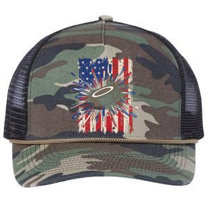 Patriotic Hockey Usa Flag Sports Ice Hockey Meaningful Gift Retro Rope Trucker Hat Cap