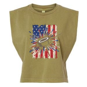 Patriotic Hockey Usa Flag Sports Ice Hockey Meaningful Gift Garment-Dyed Women's Muscle Tee