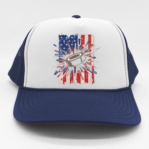 Patriotic Hockey Usa Flag Sports Ice Hockey Meaningful Gift Trucker Hat