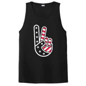 Peace Hand USA Flag Red White Blue 4th Of July PosiCharge Competitor Tank