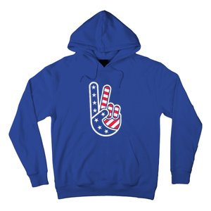 Peace Hand USA Flag Red White Blue 4th Of July Hoodie