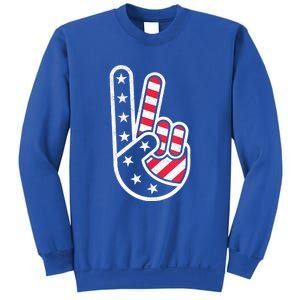 Peace Hand USA Flag Red White Blue 4th Of July Sweatshirt