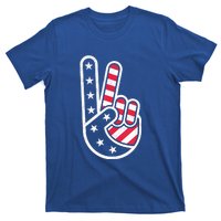 Peace Hand USA Flag Red White Blue 4th Of July T-Shirt