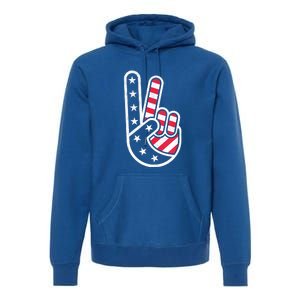 Peace Hand USA Flag Red White Blue 4th Of July Premium Hoodie