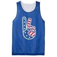 Peace Hand USA Flag Red White Blue 4th Of July Mesh Reversible Basketball Jersey Tank