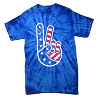 Peace Hand USA Flag Red White Blue 4th Of July Tie-Dye T-Shirt